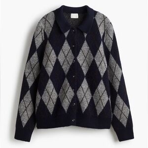 Sold out H&M Women's Navy and Gray Argyle Sweater! Size S! BNWT!!